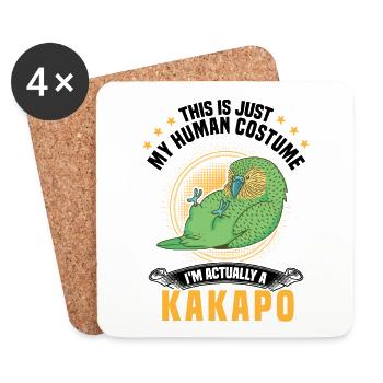 Kakapo Costume Flightless Parrot - Coasters (set of 4) - white - Front