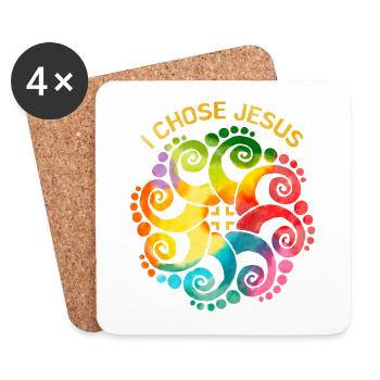 Jesus Christ Saying Rainbow Mandala LGBTQ - Coasters (set of 4) - white - Front