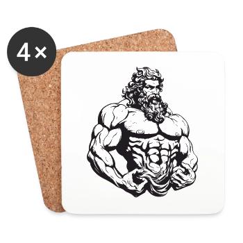 Bodybuilder Muscles Workout Gym - Dessous de verre (lot de 4) - blanc - Devant