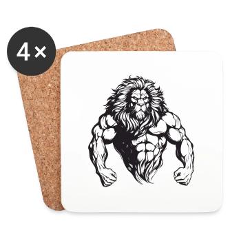 Leo Muscles Bodybuilding - Coasters (set of 4) - white - Front