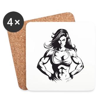 Woman Muscles Bodybuilding Fitness - Coasters (set of 4) - white - Front