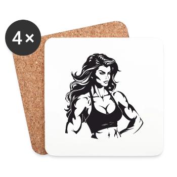 Femme Muscles Fitness Gym - Dessous de verre (lot de 4) - blanc - Devant