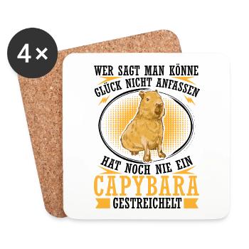 Capybara streicheln Wasserschwein Südamerika - Untersetzer (4er-Set) - Weiß - Vorne