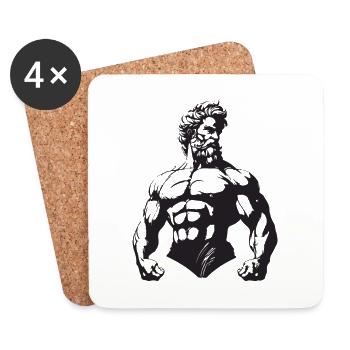 Bodybuilder Muscles Entraînement Gym - Dessous de verre (lot de 4) - blanc - Devant