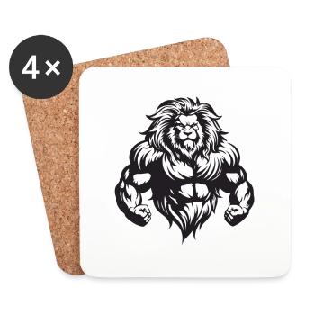 Lion Muscles Gym Musculation - Dessous de verre (lot de 4) - blanc - Devant