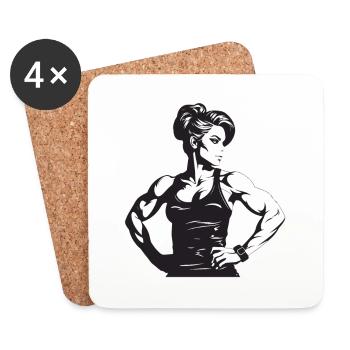 Woman Muscles Bodybuilding Fitness Gym - Coasters (set of 4) - white - Front