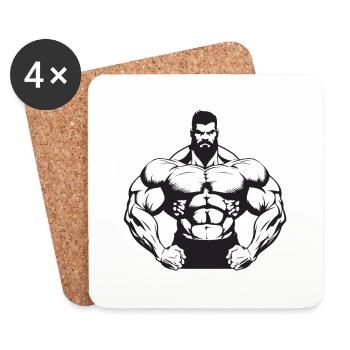 Homme Muscles Gym Musculation - Dessous de verre (lot de 4) - blanc - Devant