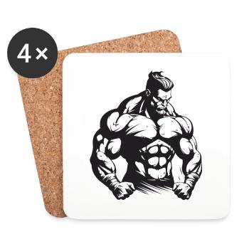 Bodybuilder Muscles Workout Gym - Dessous de verre (lot de 4) - blanc - Devant