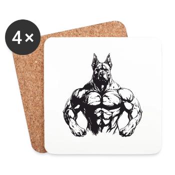 Dog Muscles Dog Workout Gym - Coasters (set of 4) - white - Front
