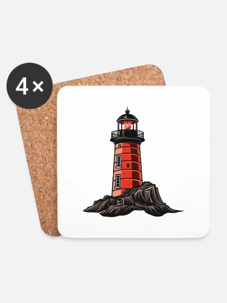 Leuchtturm Symbol - Untersetzer (4er-Set) - Weiß