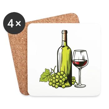 Wine Glass WineGrapes Wine - Coasters (set of 4) - white - Front