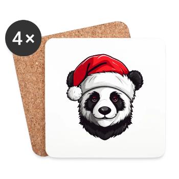 Panda Head Christmas Xmas - Coasters (set of 4) - white - Front