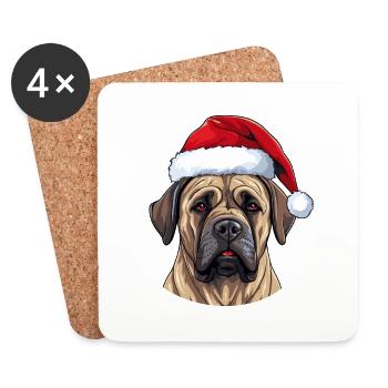 Boerboel Hund Kopf Weihnachten Portät - Untersetzer (4er-Set) - Weiß - Vorne