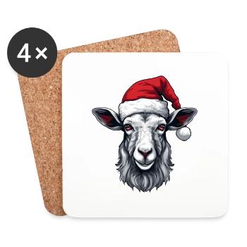Ziege Kopf Weihnachten Portät - Untersetzer (4er-Set) - Weiß - Vorne