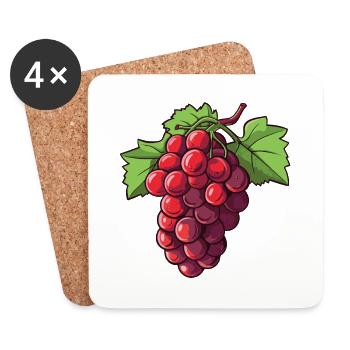 Symbole des raisins - Dessous de verre (lot de 4) - blanc - Devant