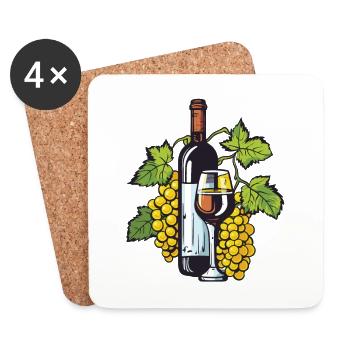 Wine Glass WineGrapes Wine - Coasters (set of 4) - white - Front