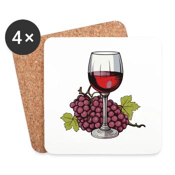 Wine Glass Grapes Wine - Coasters (set of 4) - white - Front