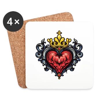 Heart Symbol Crown Love - Coasters (set of 4) - white - Front