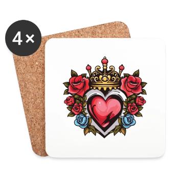 Herz Symbol Liebe Tattoo - Untersetzer (4er-Set) - Weiß - Vorne