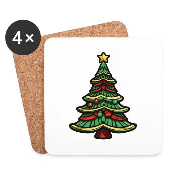 Arbre de Noël Noël - Dessous de verre (lot de 4) - blanc - Devant