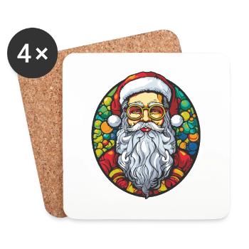 Santa Claus Colorful Santa Christmas - Coasters (set of 4) - white - Front