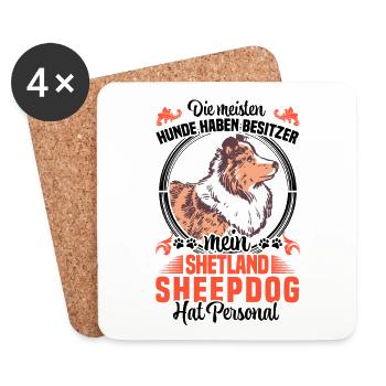 Shetland Sheepdog hat Personal Sheltie - Untersetzer (4er-Set) - Weiß - Vorne