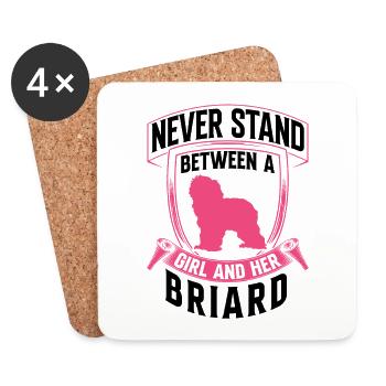 Fille et son Briard Berger de Brie - Dessous de verre (lot de 4) - blanc - Devant