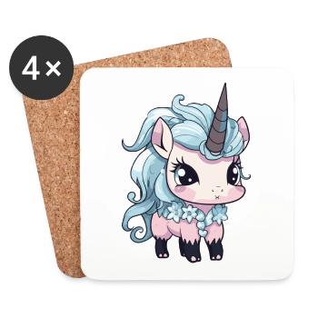 Unicorn Animal Baby Anime Winter - Coasters (set of 4) - white - Front