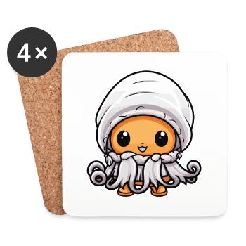 Oktopus Tier Baby Comic Winter - Untersetzer (4er-Set) - Weiß - Vorne