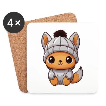 Squirrel Animal Baby Comic Winter - Coasters (set of 4) - white - Front