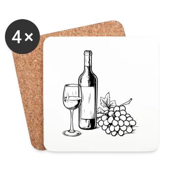 Verre à vin VinRaisins Vin - Dessous de verre (lot de 4) - blanc - Devant