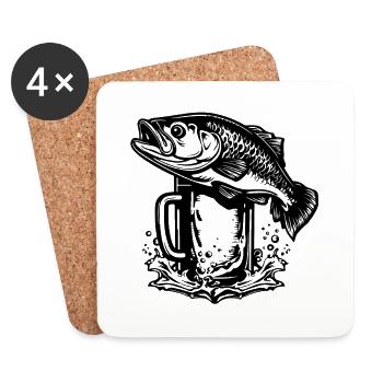 Fischen Bierglas Angeln Fischer Bier - Untersetzer (4er-Set) - Weiß - Vorne