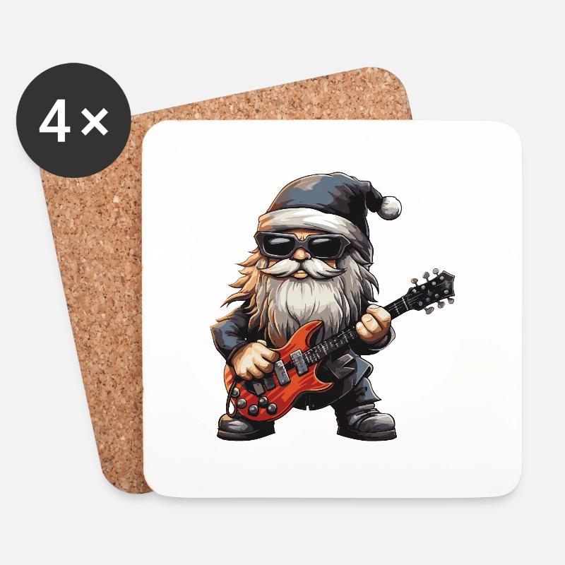 Weihnachtsmann Gitarre Santa Party - Untersetzer (4er-Set) - Weiß