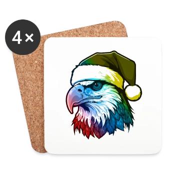 Eagle Head Christmas Portrait Colorful - Coasters (set of 4) - white - Front