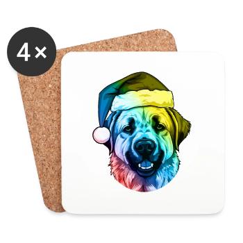 Kangal Hund Kopf Weihnachten Portät Bunt - Untersetzer (4er-Set) - Weiß - Vorne