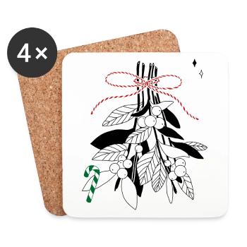 Sprigs with snowberries - Coasters (set of 4) - white - Front