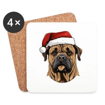 Boerboel Hund Weihnachten Kopf - Untersetzer (4er-Set) - Weiß - Vorne