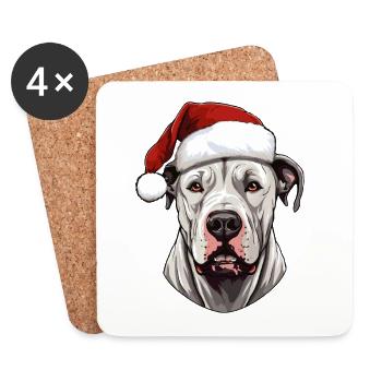 Dogue Argentino Chien Tête de Noël - Dessous de verre (lot de 4) - blanc - Devant