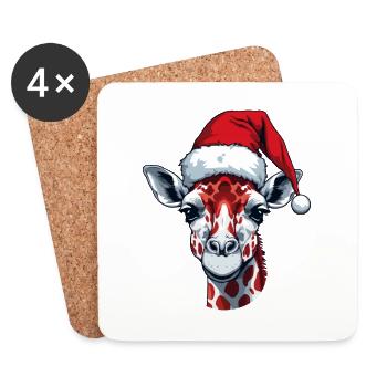 Giraffe Christmas Animal Head - Coasters (set of 4) - white - Front
