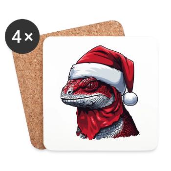 LizardChristmas Animal Head Lizard - Coasters (set of 4) - white - Front