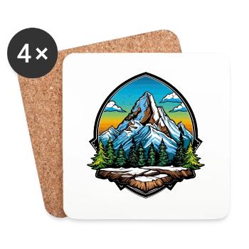 Berge Symbol Wandern Schild - Untersetzer (4er-Set) - Weiß - Vorne