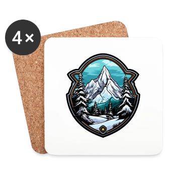 Armoiries de la nature des montagnes - Dessous de verre (lot de 4) - blanc - Devant