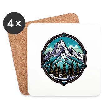 Montagnes Symbole Icône Armoiries - Dessous de verre (lot de 4) - blanc - Devant