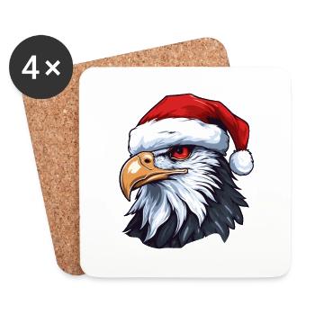 Eagle Head Christmas Portrait - Coasters (set of 4) - white - Front