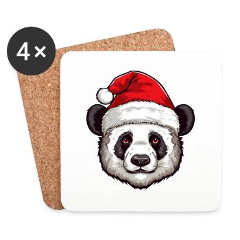 Panda Head Christmas Portrait - Coasters (set of 4) - white - Front