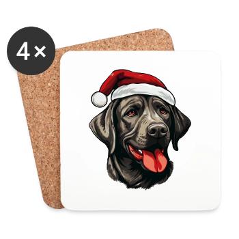 Labrador Hund Kopf Weihnachten Portät - Untersetzer (4er-Set) - Weiß - Vorne