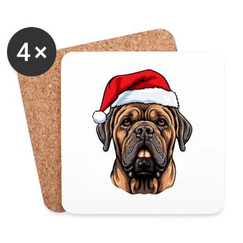 Mastiff Hund Kopf Weihnachten Portät - Untersetzer (4er-Set) - Weiß - Vorne