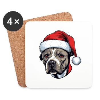 Staffordshire Bull Terrier Dog Head Christmas P - Coasters (set of 4) - white - Front