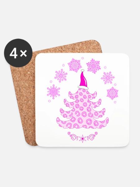 Pink Pink Leopard Print Fir - Coasters (set of 4) - white