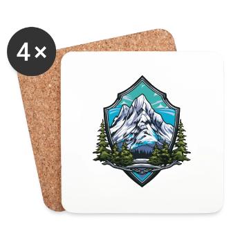 Montagnes Symbole Randonnée Bouclier - Dessous de verre (lot de 4) - blanc - Devant